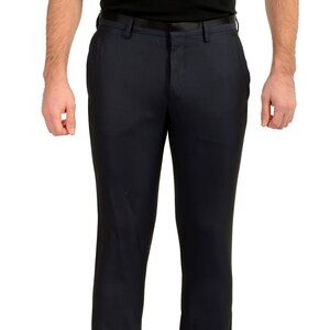 Just Cavalli Men's Blue Wool Flat Front Dress Pants US 32 IT 48